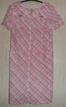 Nwt Womans Front Zip Pink Plaid Flamingo Seersucker Robe / Duster Size S (4-6) - £18.58 GBP