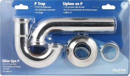 P-Trap, 1-1/4&#39;&#39; in, NPT x Flanged, Brass, Chrome Plated - Plumb Pak PP100CP - $17.81