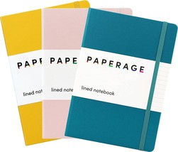 Yellow, Blush, And Turquoise Paperage Lined Journal Notebooks, 3, Hardco... - £26.63 GBP