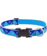 Lupine Reflective Dog Collar 1&quot; Wide Blue Paws Adjusts from 12&quot; to 20&quot; - $38.37 CAD