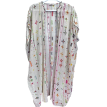 Mes Demoiselles Kimono White Multi Size OS Long Colorful Dolman Sleeve C... - £98.95 GBP