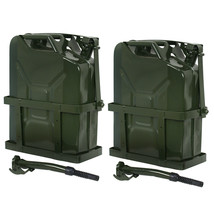 New Military Green 5 Gallon 20L Jerry Can Fuel Steel Tank W/ Holder 2X - £104.66 GBP