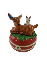 Studio Nova Woodland Holly Santa Covered Christmas Dish Deer And Bunny F... - $12.80