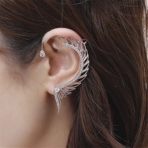 TIMEONLY Fashion Angel Wings Cubic Zircon Clip Earring White Color Hollow Earrin - £8.10 GBP