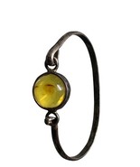 Natural Tigers Eye Gemstone Bangle Bracelet Sterling Silver 925 - $85.00