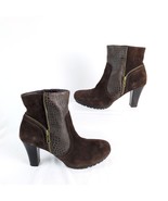 Aerosoles Adornment Women&#39;s 8 Brown Suede Leather Heeled Booties Boots Z... - $47.43 CAD