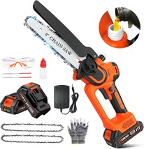 Cordless Chainsaw 8 Inch With Oiler,Brushless Motor, 2 X 21V 2000 Mah Ba... - $129.98