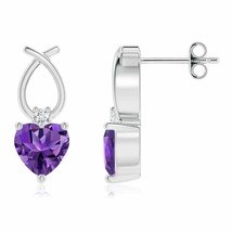 ANGARA Natural Amethyst Ribbon Earrings with Diamond in Silver for Women (5mm) - $175.87+