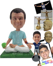 Personalized Bobblehead Attractive Male Doing Yoga With A Healthy Apple In Hand  - £72.33 GBP