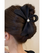 Black Pearl Decor Bow Large Claw Clip - $4.15