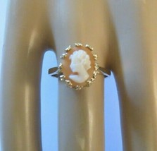 10k Carved Cameo Ring Yellow Gold Size 6.5 Fancy Prongs 2.49 Grams 11mm ... - £145.57 GBP