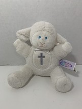 Mary Meyer Baby small plush rattle lamb sheep gray cross Christening baptism toy - $4.94