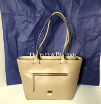 Dooney &amp; Bourke Beacon Zip Tote Taupe Smooth Leather Carryall Shopper Zi... - $1,041.59 MXN