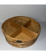 Large 12&quot; PETERBORO WICKER Lazy Susan Basket W/Removable Diviners - £28.30 GBP