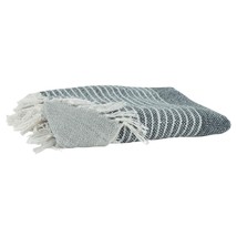 Gray and White Woven Recycled PET Polyester Throw Blanket with Tassels - $1,567.19 MXN