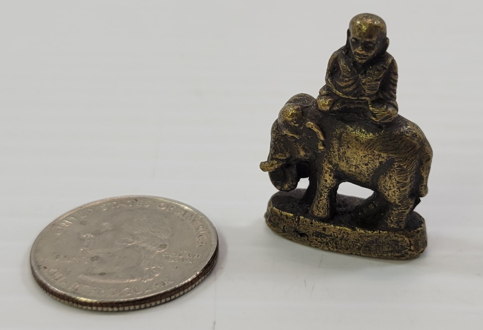 *B5) Phra LP Ngern Elephant Thai Gold Tone Brass Metal Amulet Talisman F... - $11.87