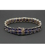 14.00Ct Brilliant Oval Cut Tanzanite Women Tennis Bracelets 14K Yellow G... - €150,12 EUR