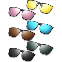 6 Pairs Large Polarized Clip On Sunglasses Uv Protection Driving Clip On Glasses - £26.67 GBP