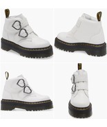 Doc Dr. Martens Air Wair DEVON Heart Buckles White Leather Platform Boot... - $191.46 CAD