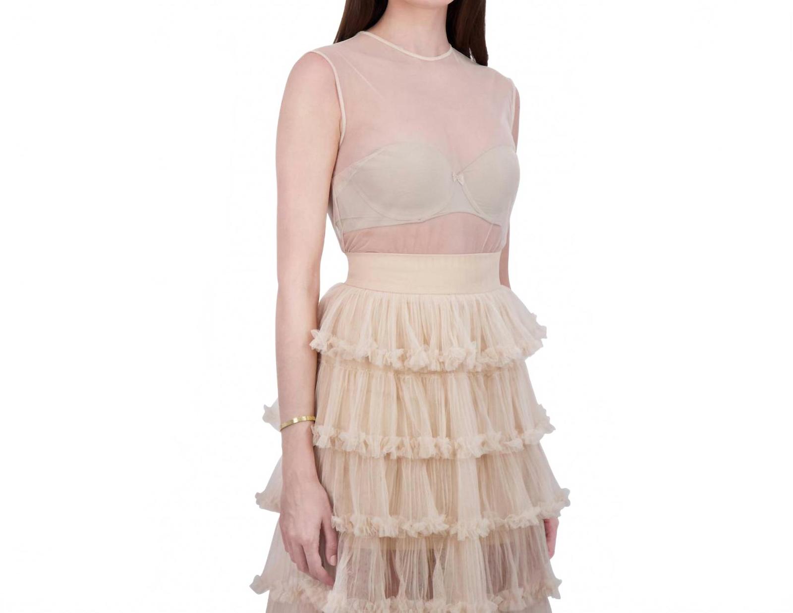 Bethelhelena Gilded Fairy Crew Neck Tulle Top Creme - $136.00