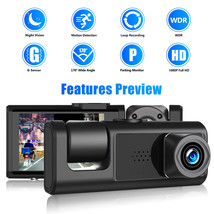 HD 1080P Dual Lens Car Dash Cam Front/Rear/Inside Video Recorder Camera ... - £58.20 GBP