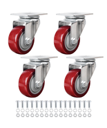 3” Heavy Duty Swivel Casters Set of 4 - 2,200 Lb PU Wheels, Includes Scr... - $34.77