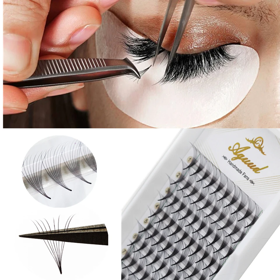 Ssian volume fan eyelash extension sharp pointy stem premade lashes extension thin root thumb200