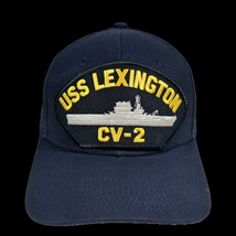 USS Lexington CV-2 Embroidered Patch Hat Baseball Cap Adjustable Navy Blue - $12.86