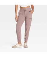 All In Motion Women&#39;s Active Light Mid-Rise Cargo Joggers MEDIUM Brown - $32.99