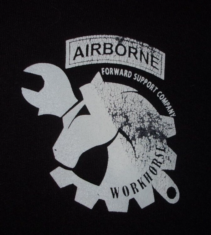 DISCONTINUED AIRBORNE FORWARD SUPPORT COMPANY WORKHORSE 27TH EN BN HOODIE LARGE Item image 4