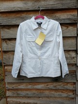 Dialogue Blazer Jacket Ivory Cream with Teflon Fabric 2 Button Lined Siz... - $36.63