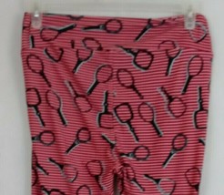 New LuLaRoe Tall &amp; Curvy Leggings Red Striped With Hand Mirrors Design - £12.20 GBP