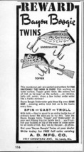 1958 Print Ad Bayou Boogie Twins Fishing Lures Underwater,Topper St Loui... - $7.65