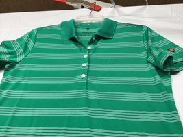 Nike Golf Tour Performance Polo Shirt Women&#39;s Medium Green Stripes Dri F... - £10.05 GBP