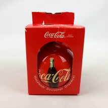 Coca Cola 1993 Red Acrylic Logo 3&quot; Christmas Ball W/ Bow Ornament Vtg - $13.85
