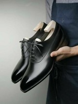 New Handmade Men&#39;s Black Genuine Cowhide Leather Oxford Dress Formal Shoes - £101.23 GBP+
