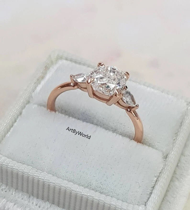 1.20 Ct Cushion Cut Moissanite Engagement Ring Anniversary Ring Valentine Gift Item image 3