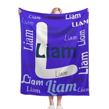 Add Your Name &amp; Letter - Personalised Vivid Blue Name Blanket – Custom D... - $34.00+