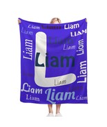 Add Your Name &amp; Letter - Personalised Vivid Blue Name Blanket – Custom D... - $34.00+