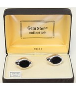 Swank Genuine Onyx Cufflinks Gem Stone Collection Original Box - $19.59