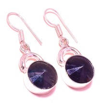 Iolite Faceted Handmade Christmas Gift New Earrings Jewelry 1.60" SA 1954 - $5.99
