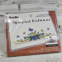 Bucilla Stamped Cross Stitch Dresser Scarf 14x38 Pansy Ribbons 64831 New Sealed - £9.34 GBP