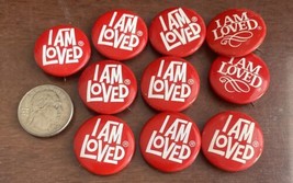 10 Piece Lot I Am Loved Button Pin Pinback Red White Helzberg - $13.85