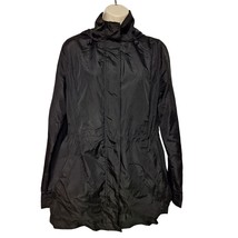 A New Day Womens Windbreaker Jacket Size Medium Black Zip Up Hooded - $36.63