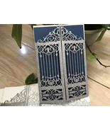 50pcs Glitter Silver Laser Cut Wedding Invitations cards,laser cut Invit... - $66.30