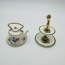 Spode Miniatures Teapot Plate 2 Tier Serving Tray Miniatures 2in Rare Vintage  - £75.17 GBP
