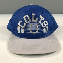 Vintage Indianapolis Colts Snapback Hat Blue White Silver Gray Flat Brim NFL - £21.86 GBP