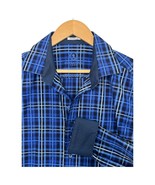 Bugatchi Shirt Mens Extra Large Blue Black Plaid Shaped Fit Long Sleeve ... - $40.27 CAD