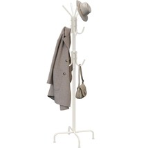 Standing Coat And Hat Hanger Organizer Rack, 12 Hooks White - £36.16 GBP