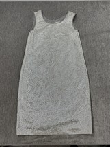 S Max Mara Dress Womens US 8 Silver Metallic Jacquard Sleeveless Shift C... - $69.29